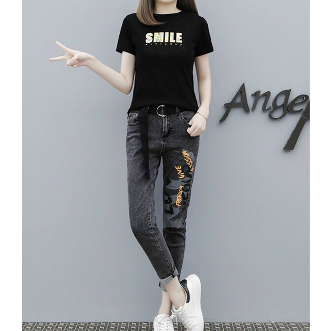 Set bộ jeans smile kèm belt trẻ trung