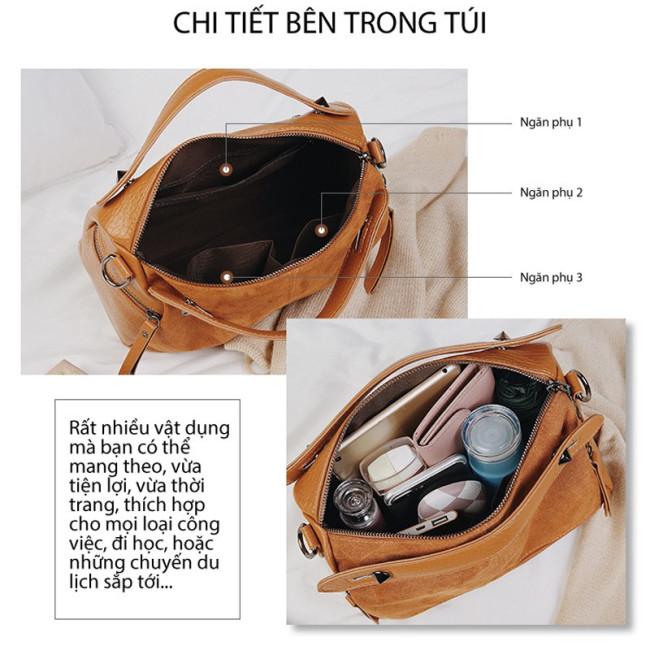 Túi da lộn đeo vai thời trang